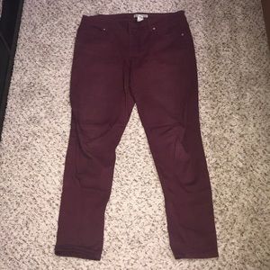 marroon colored skinny jeans!